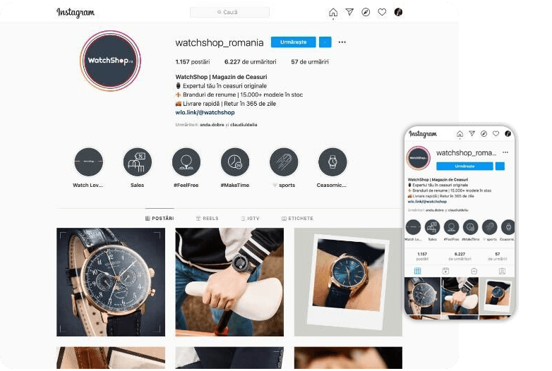 portofoliu instagram watchshop romania