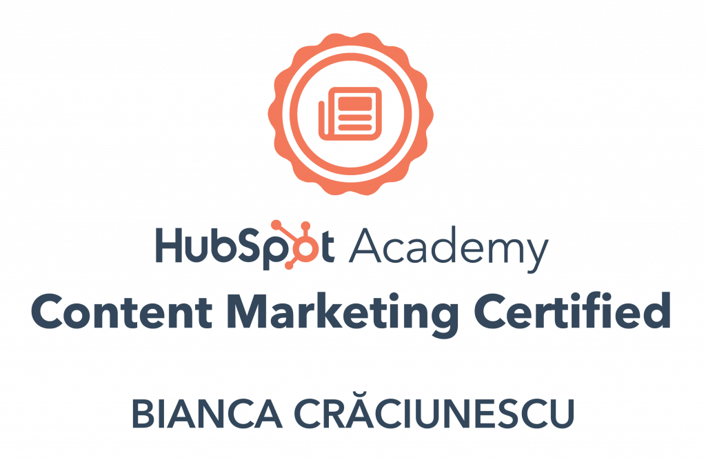 logo hubspot academy content marketing certified biana crăciunescu